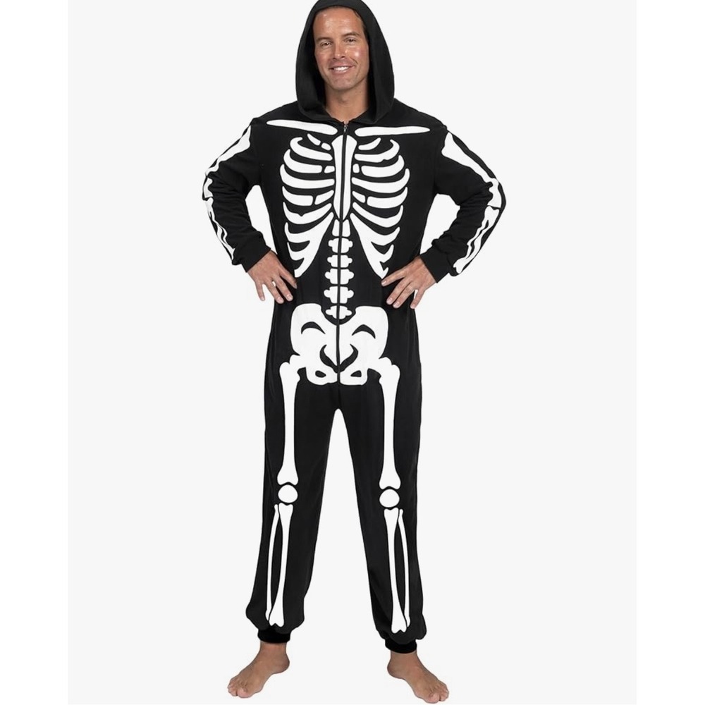 NEW Spooktacular Creations Mens Medium‎ Skeleton Jumpsuit Costume